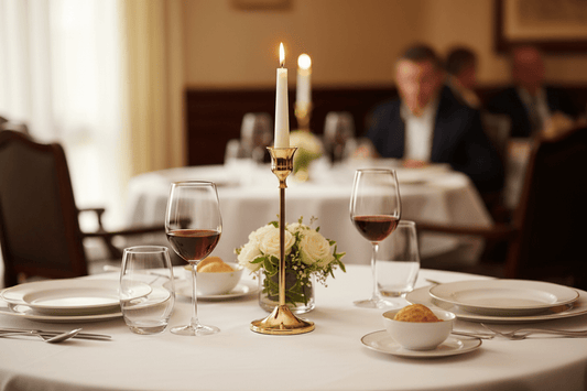 Bell-shaped stand in elegant dinner setting