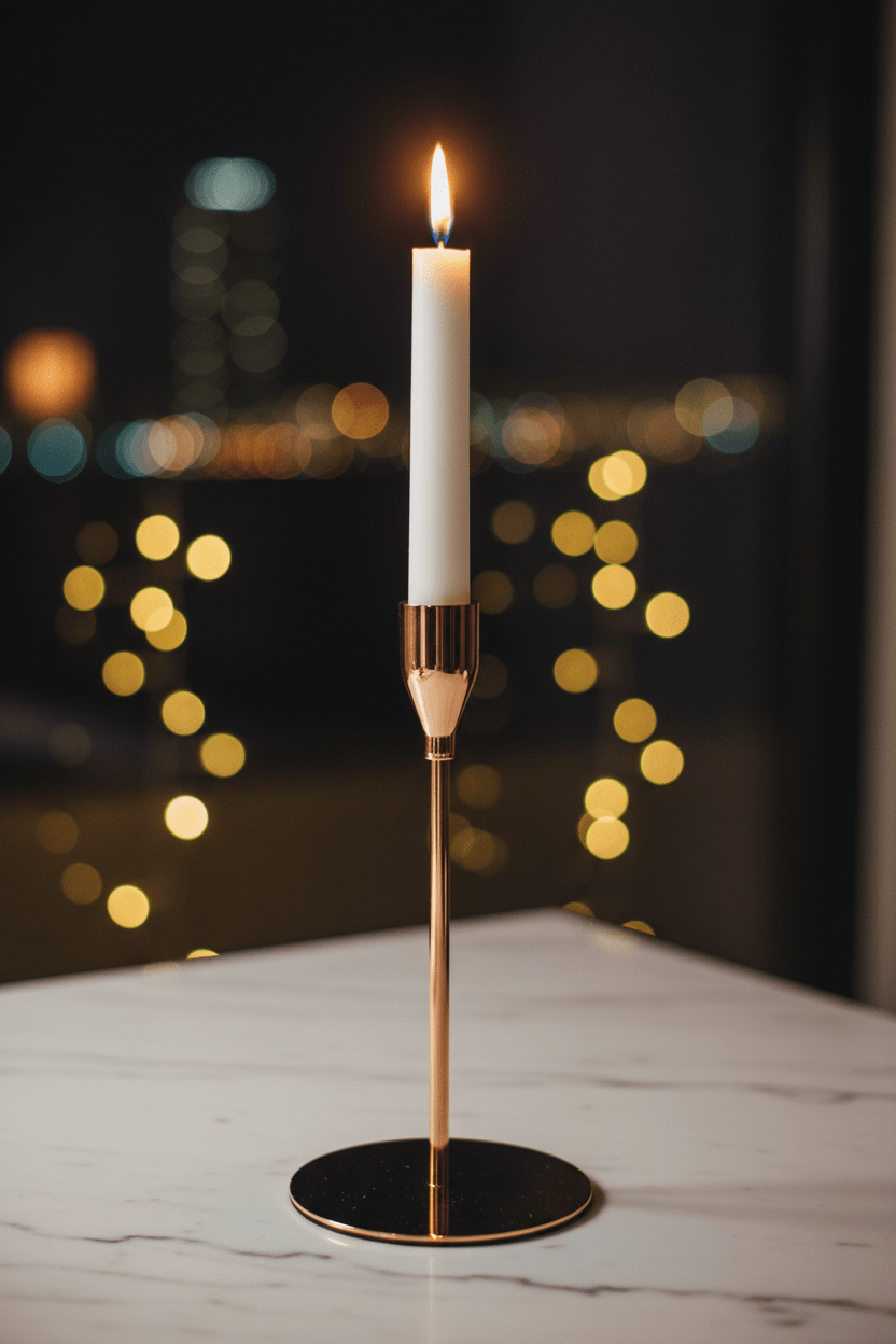 Close-up with candlelight glow