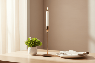 Elegant candle stand on dining table
